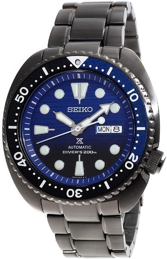 SEIKO PROSPEX"Turtle" Save The Ocean Diver's 200M Automatic Black IP Watch Blue Dial SRPD11K1